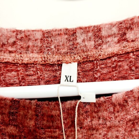 Womens Ribbed Knit Asymmetrical Button Front Sweater Top Long Sleeve Red Size XL - Picture 3 of 14